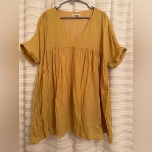 Listicle Mustard V-Neck Dress